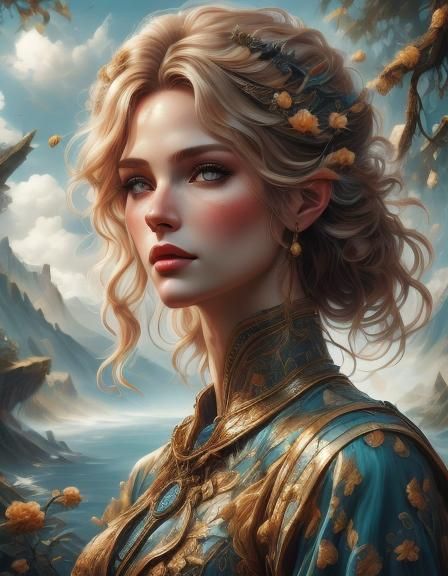 Eclectic Portrait Blending Fantasy and Hyperrealism