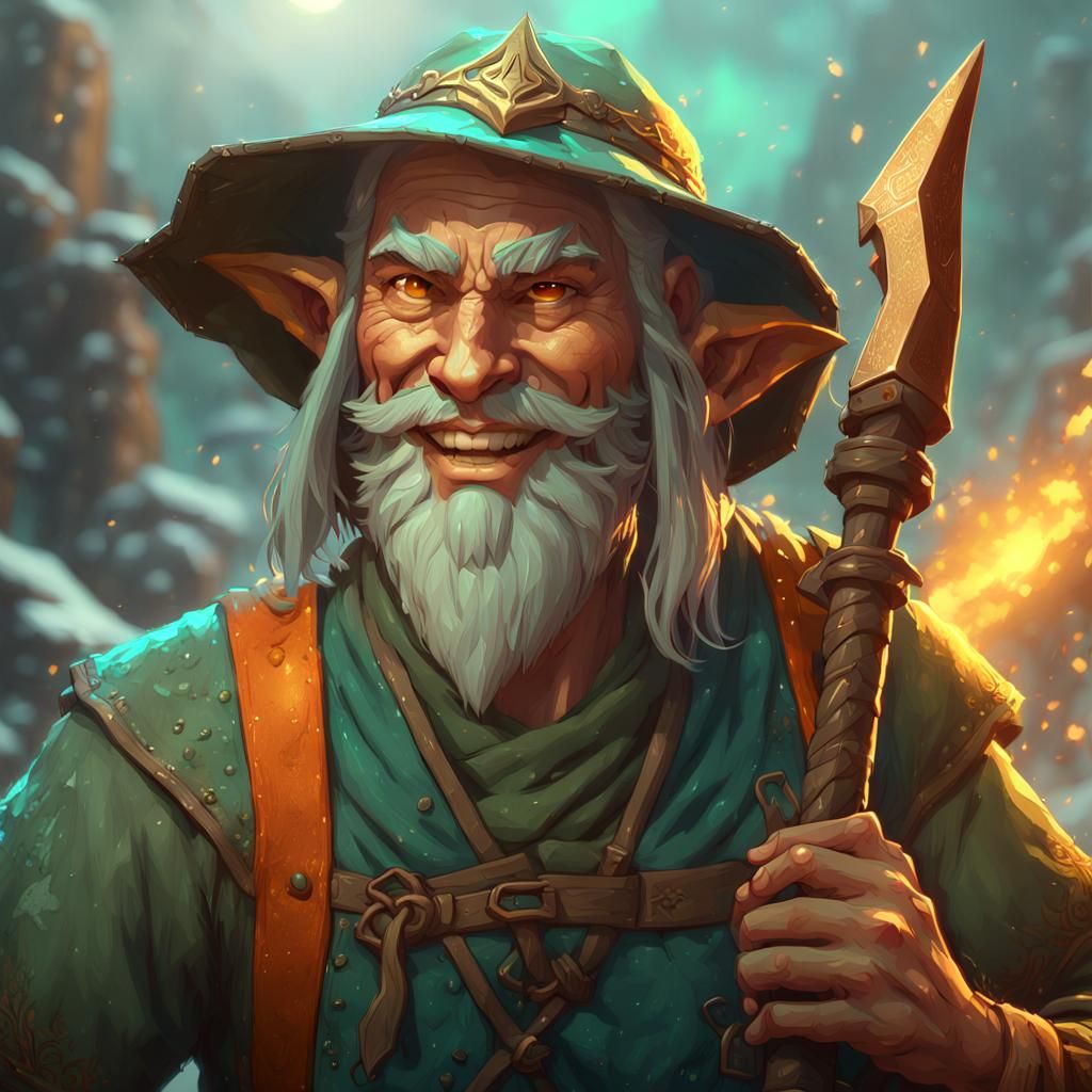 Happy Elven Miner Concept Art in 8K