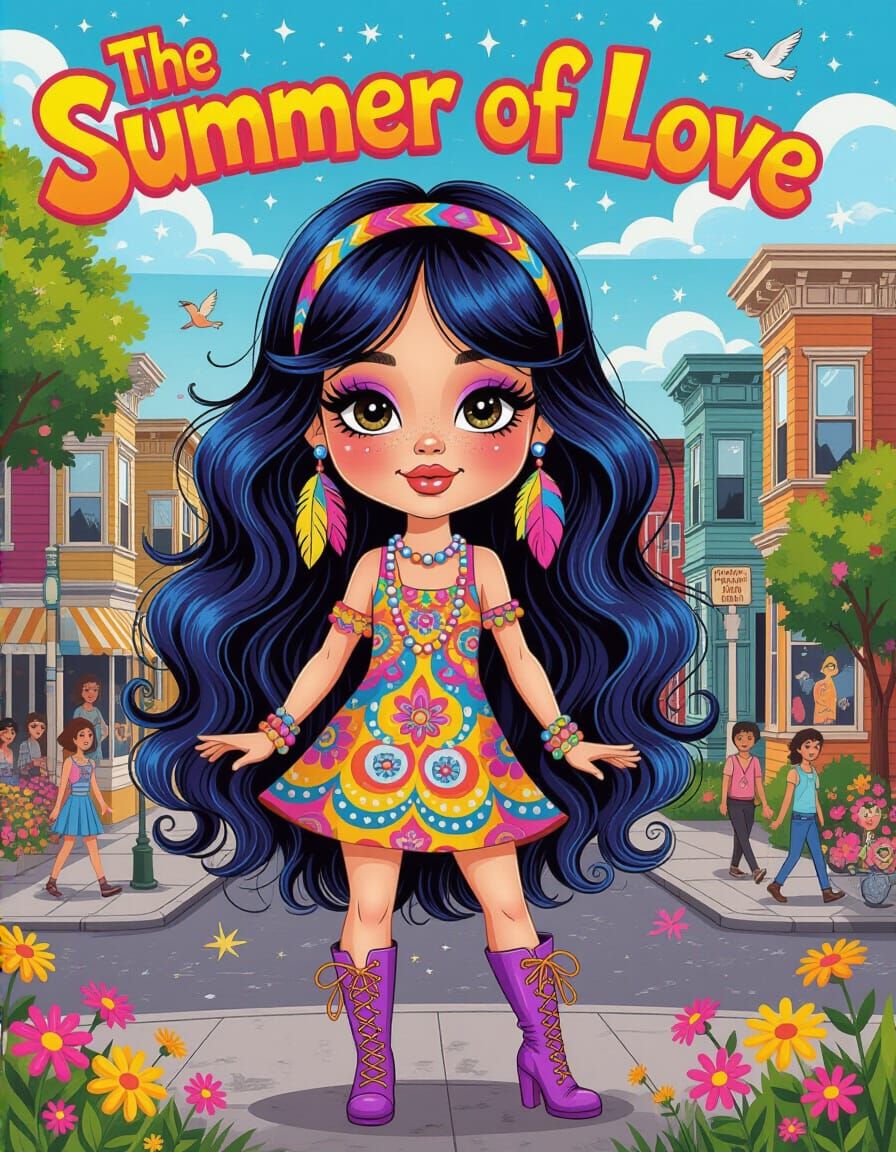 Cute Hippie Chick in 60s Style, San Francisco