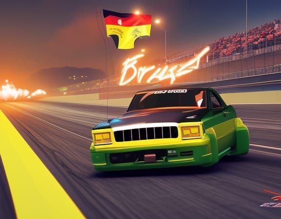 Brazilian Drag Racing in Gangsta Rap Art Style