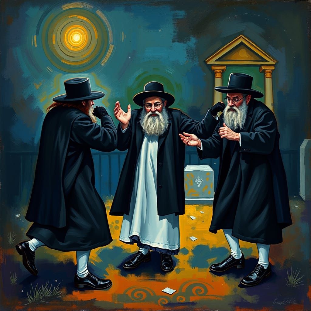 Hasidic Men Dancing: Expressive Art Inspired by Chagall