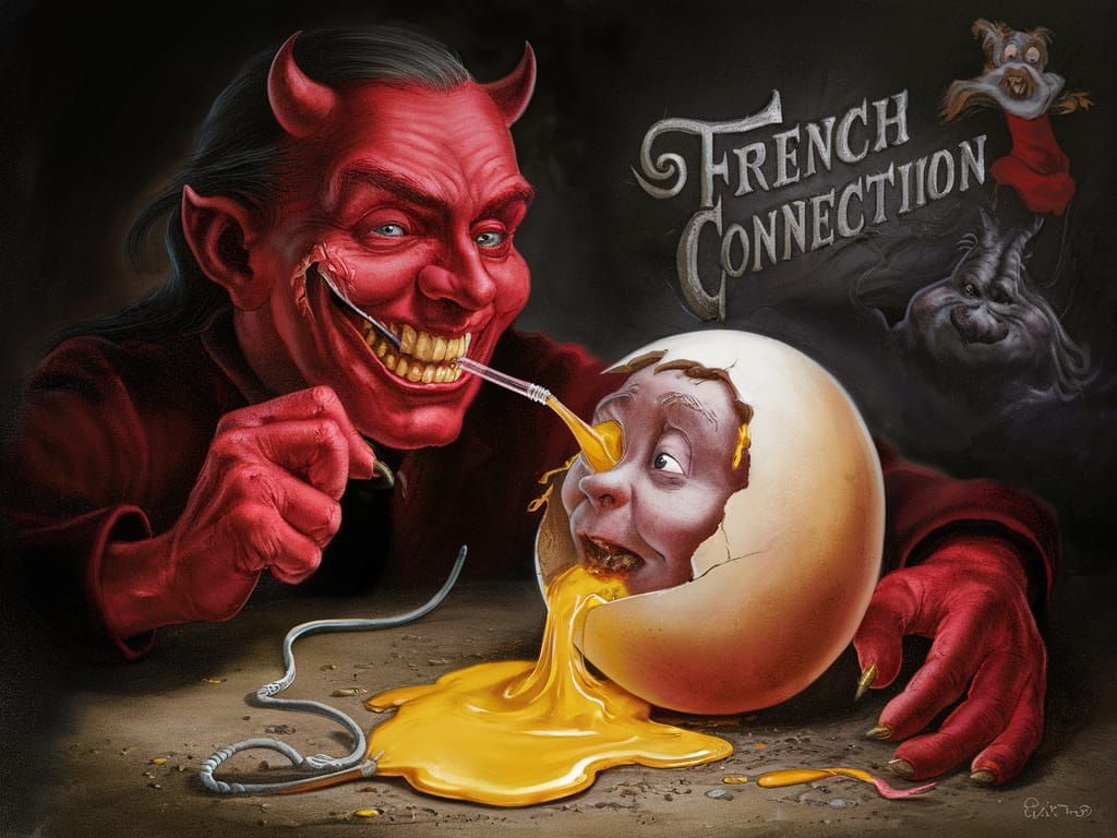 Red Devil Puts a Straw in Humpty Dumpty's Egg Head and Slurp...