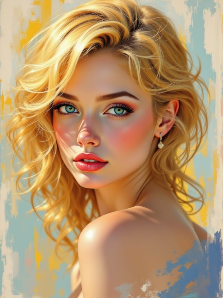 Classic Blond Pin-Up Figure Study