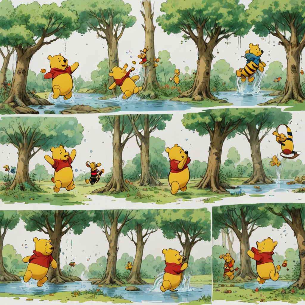 Winnie the Pooh in Colorful Sketches