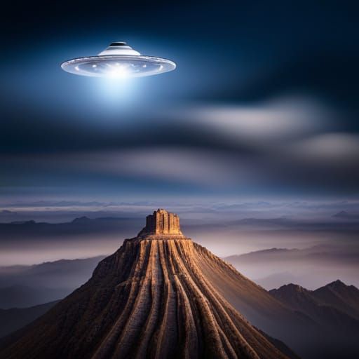 Silver UFO in Night Sky: Professional Photography