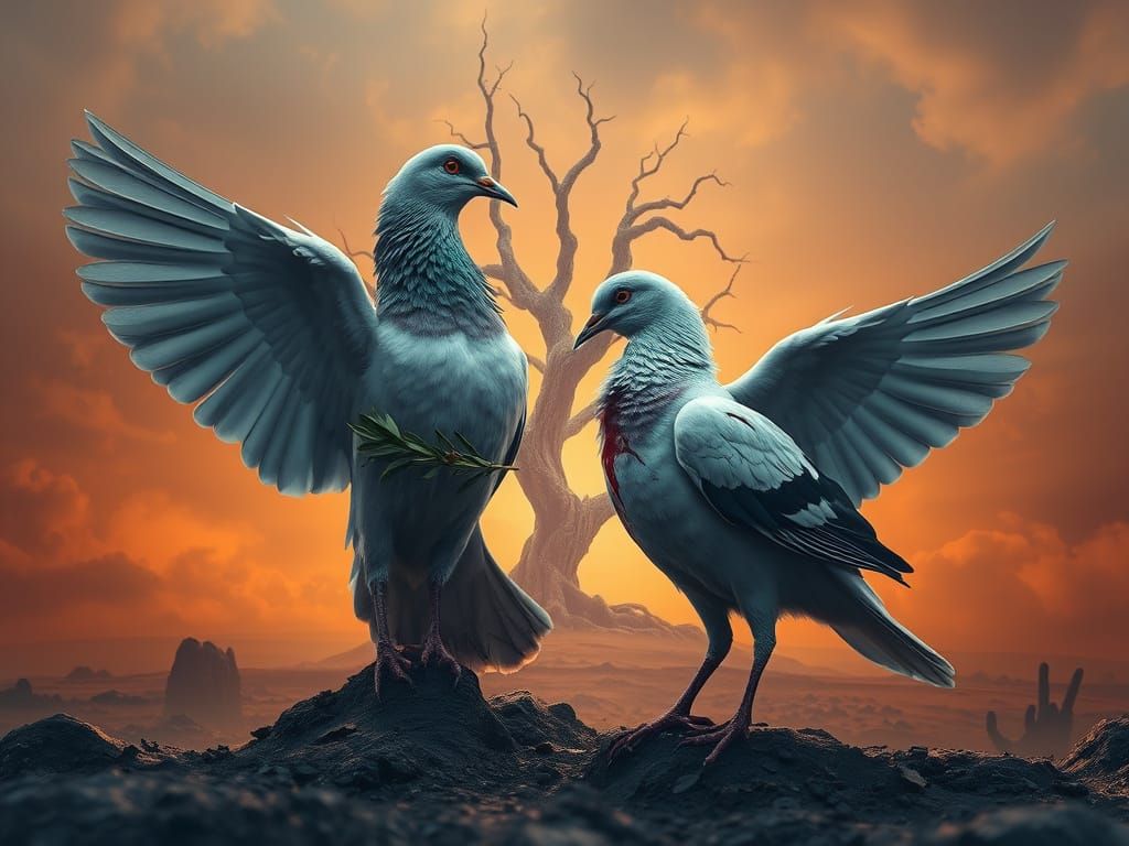 Doves of Contempt in a Desolate Landscape