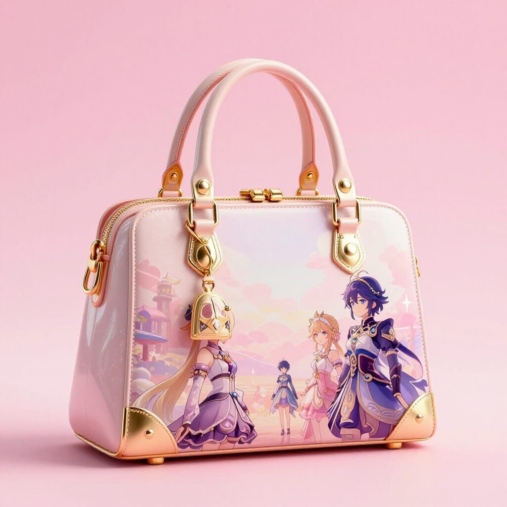 Luxurious Handbag on Baby Pink Gradient Background