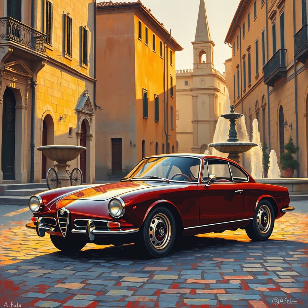 Neo-Expressionist Italian Cityscape at Sunset