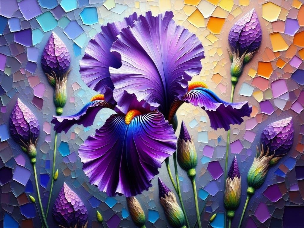 Impasto Iris in Deep Purple Velvet