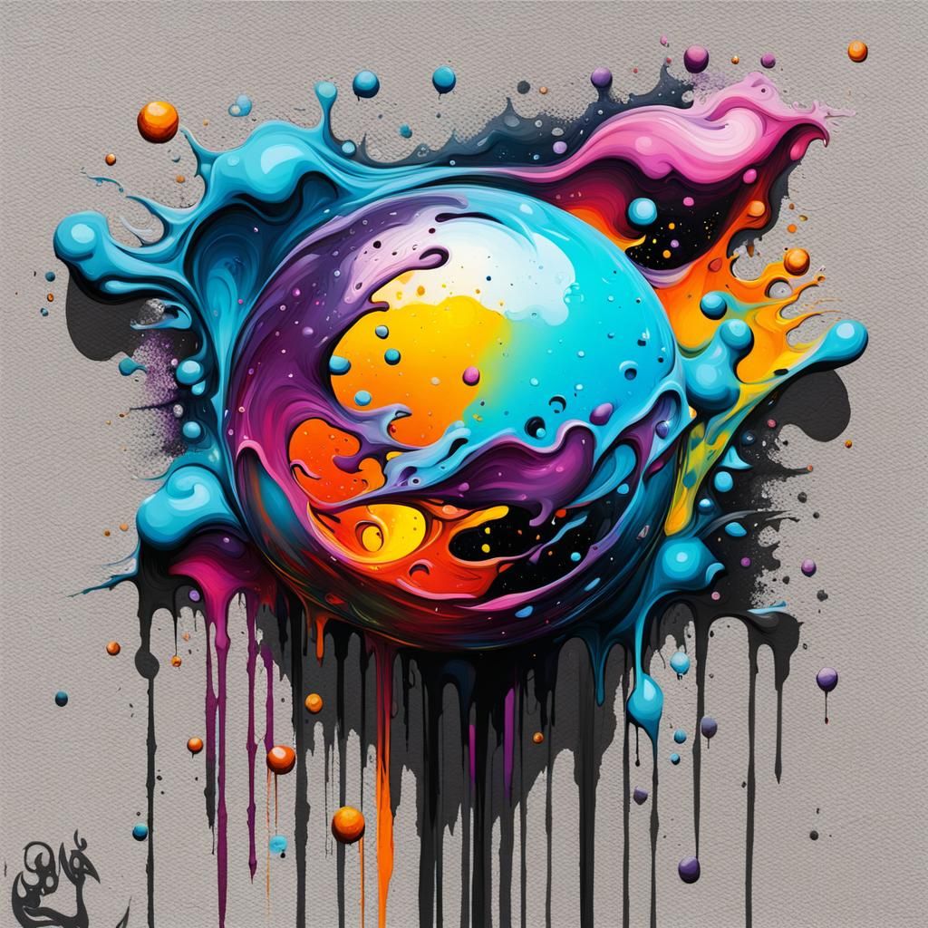 Colorful Graffiti Art Moon in Street Art Style