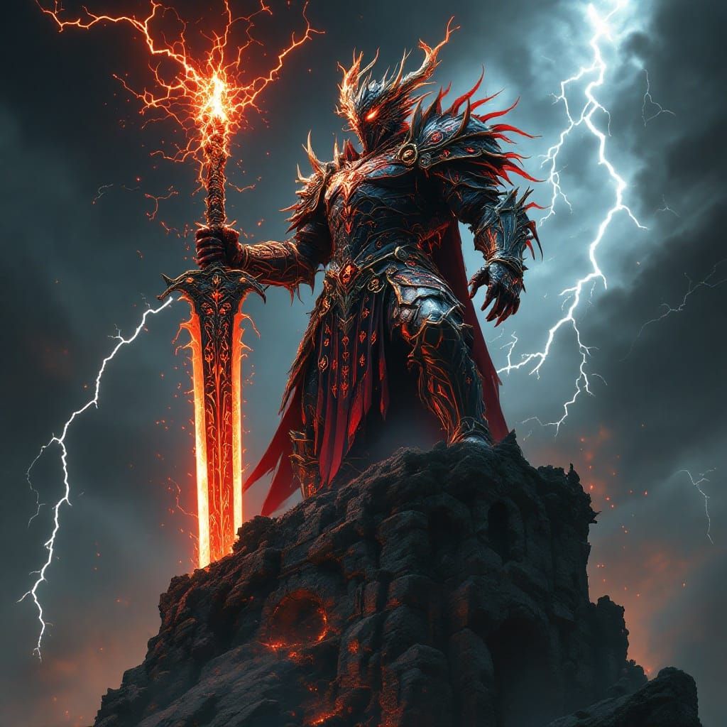 Dragon Knight Dominates Ruined Tower in Obsidian Armor