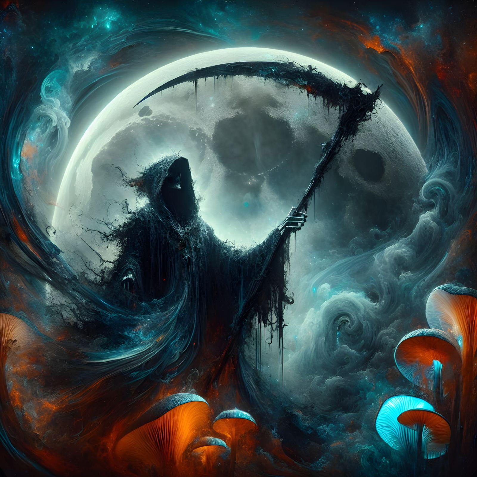 Grim Reaper in Moonlight: Dark Fantasy Concept Art