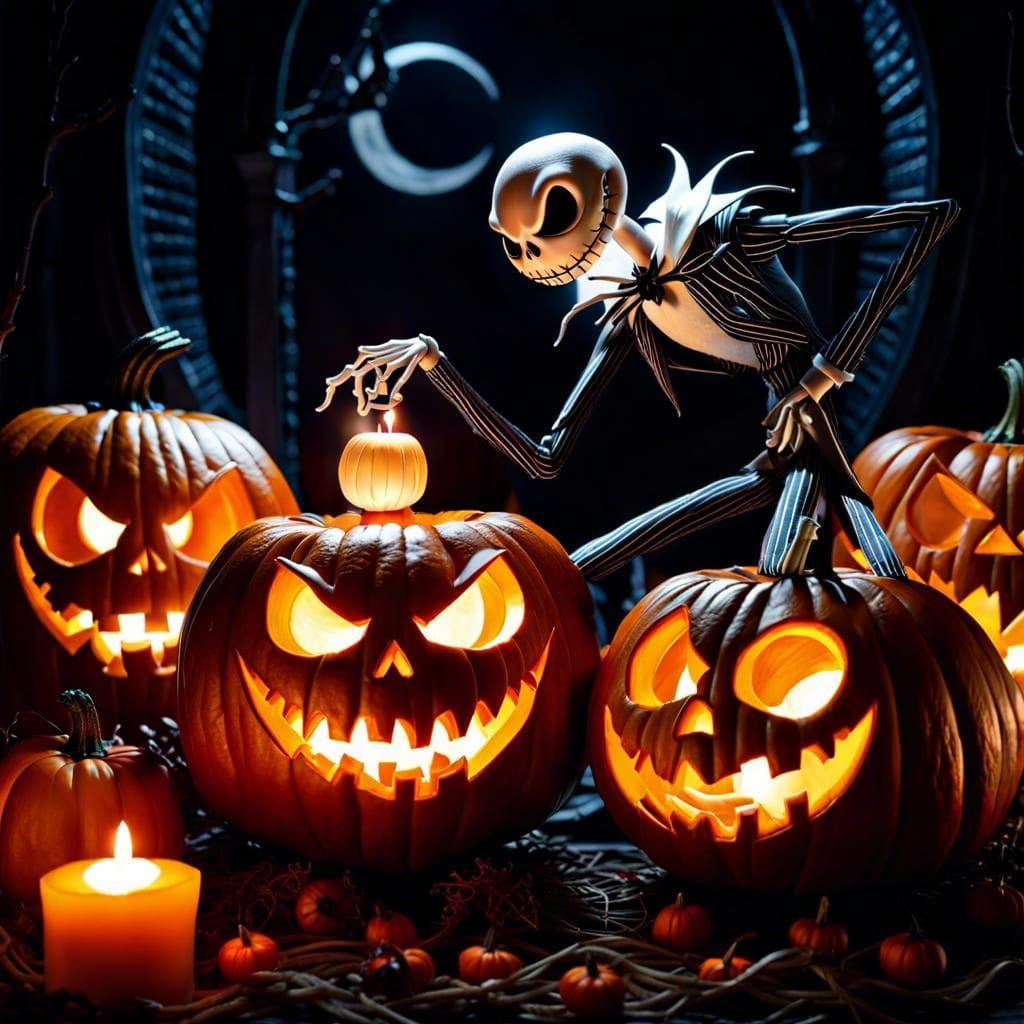 Jack Skellington and Sally Pumpkin Carving