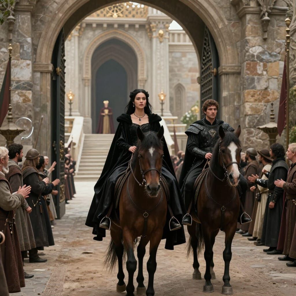 Cinematic Medieval Fantasy City With Riders