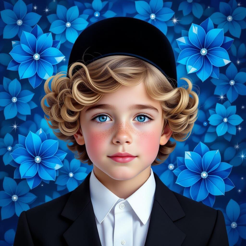 Oil paints Portrait of a young, handsome, ultra-Orthodox Has...