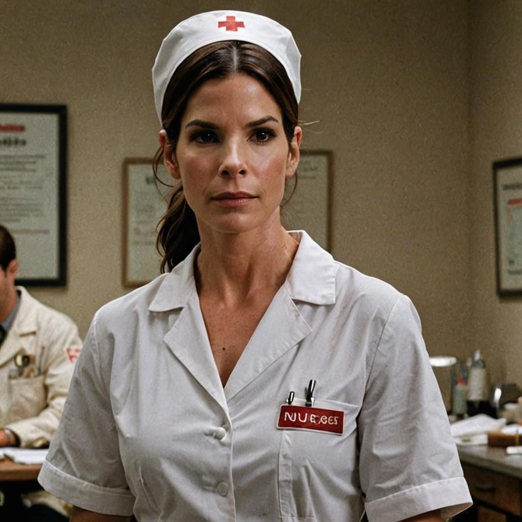 Sandra Bullock as a Strict Nurse Portrait