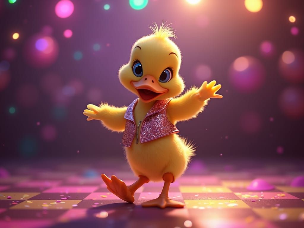 Cartoon Duckling Does Disco in Dreamlike 4K
