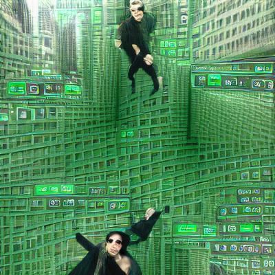 Cyberpunk Cityscape with Digital Rain