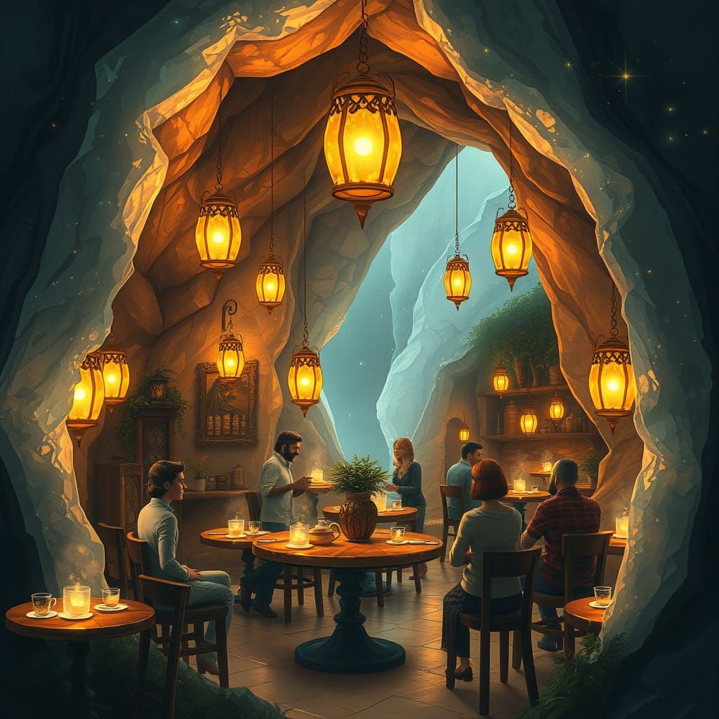 Enchanted Crystal Geode Cafe with Spectral Baristas