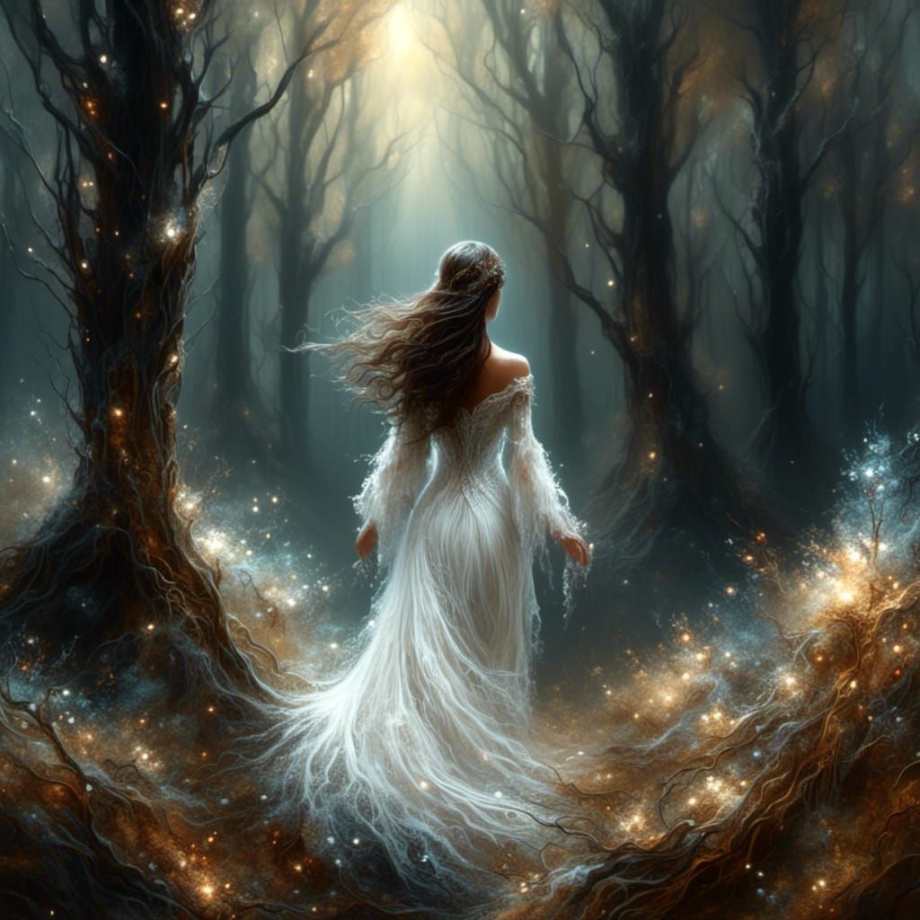 Enchanting Fairy Walks in Forest: Anime Impressionist Painti...