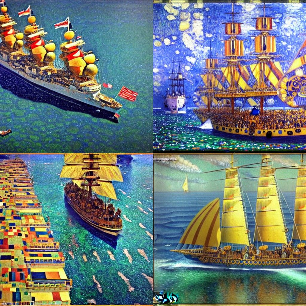 Naval battle scene- impressionism