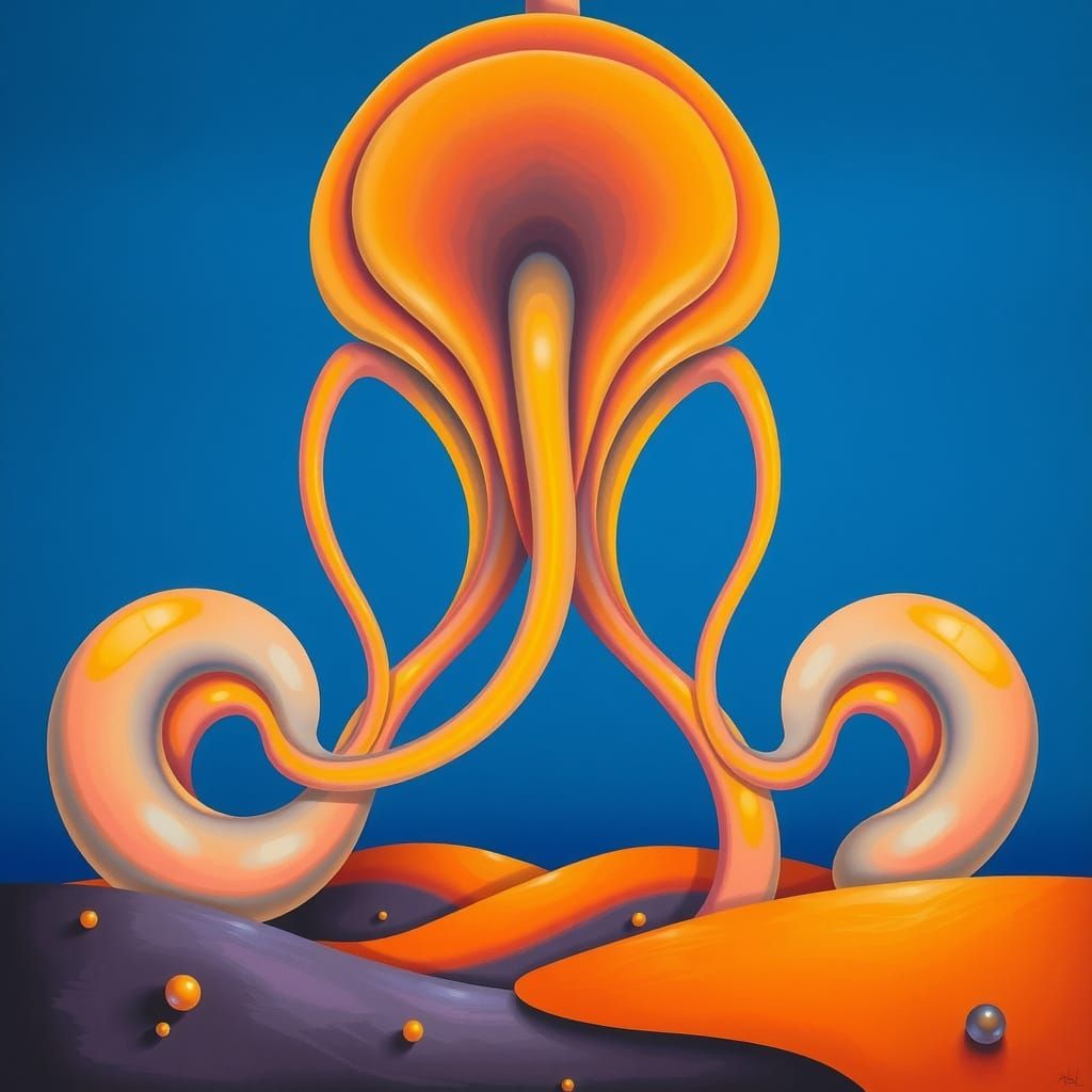 Surrealist Dreamscape in Precisionist Gouache