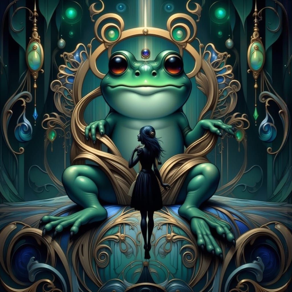 Whimsical Frog Healer in Storybook Style