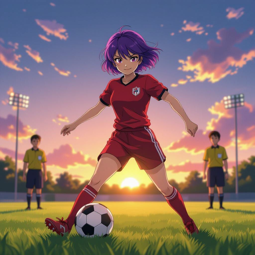 Anime Soccer Player with Confident Smirk
