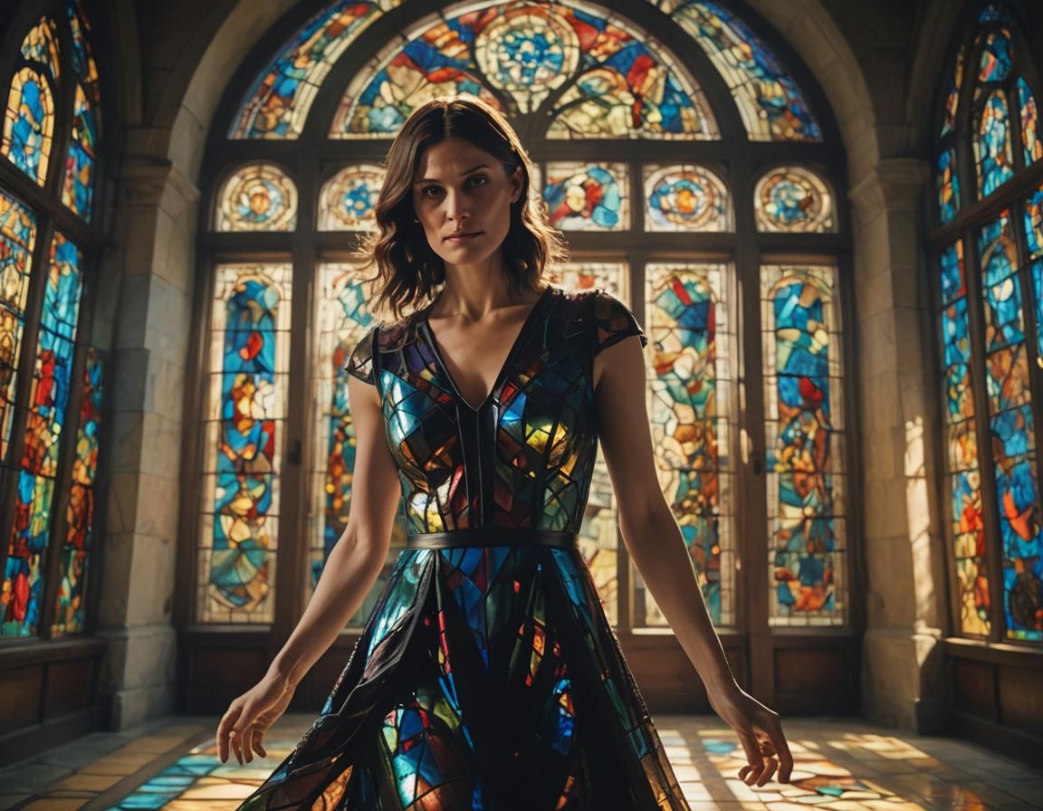 Woman Enters Magical Room as Cinematic Film Still