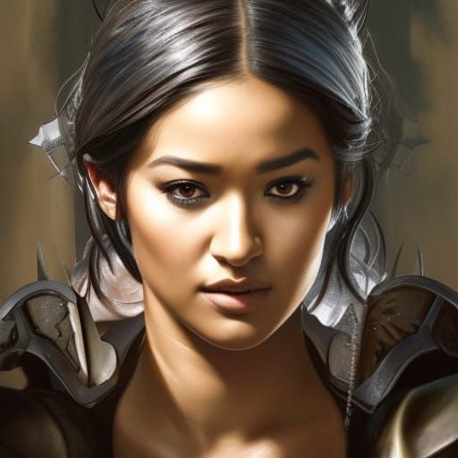 Detailed Portrait of a Female Rogue in Leather Armor