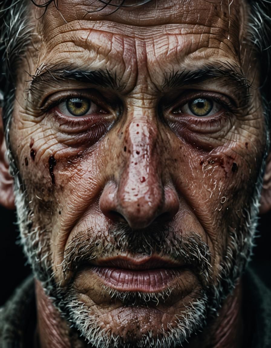 Striking Close-Up Portrait in Street Photography Style