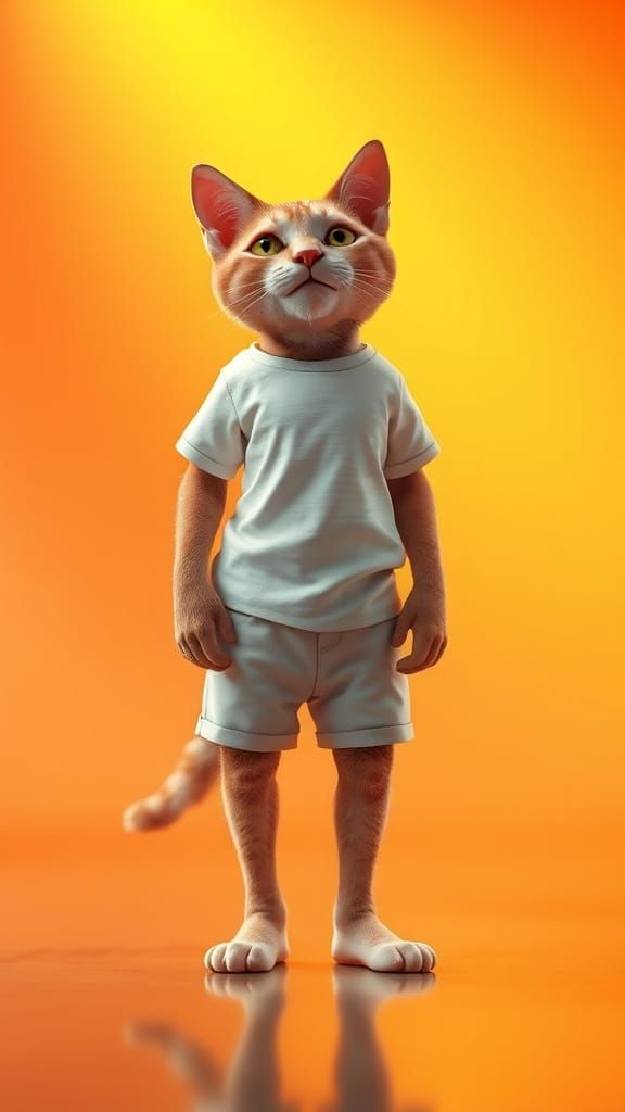 Humanoid Cat Walking in Pixar Style