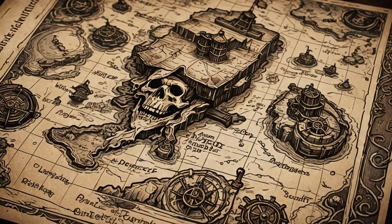 Pirate Map in Vibrant Comic Book Style