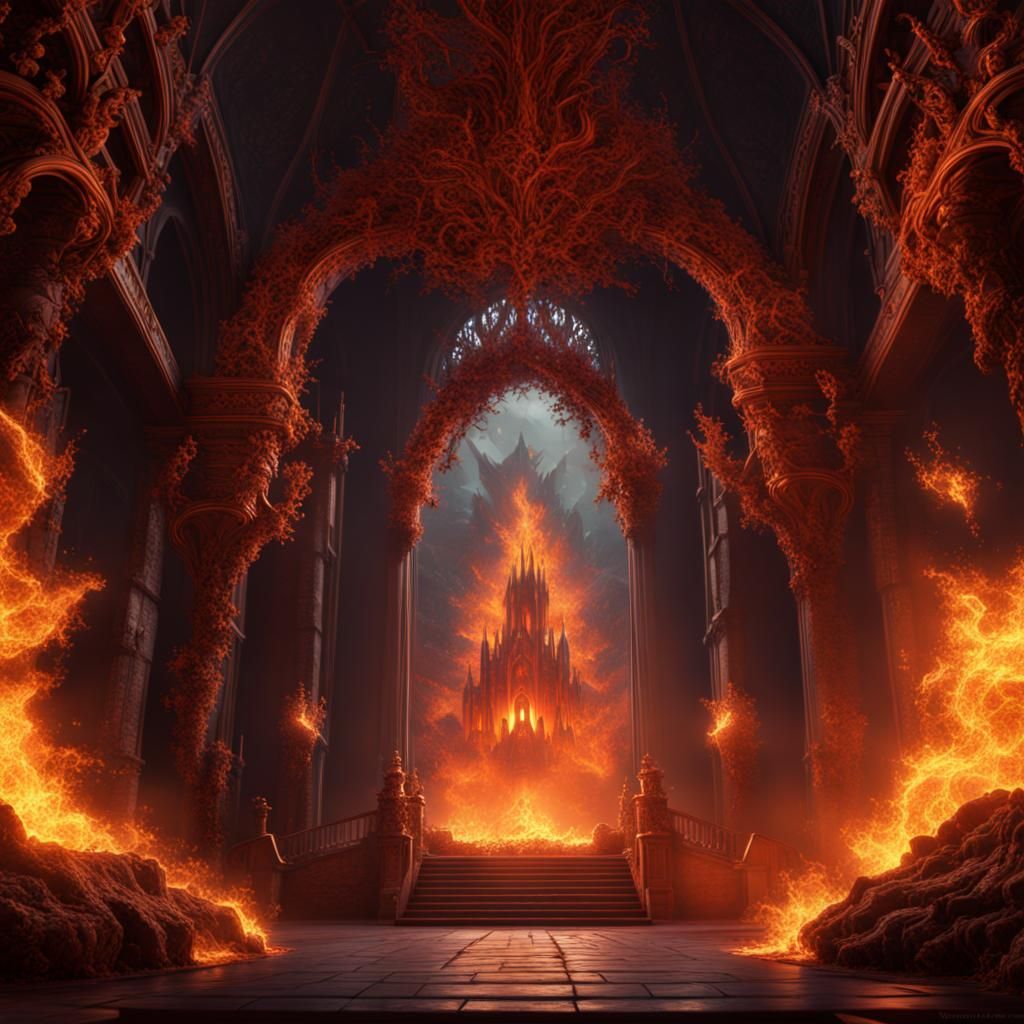 Fantastical Fire Kingdom: Detailed Matte Painting