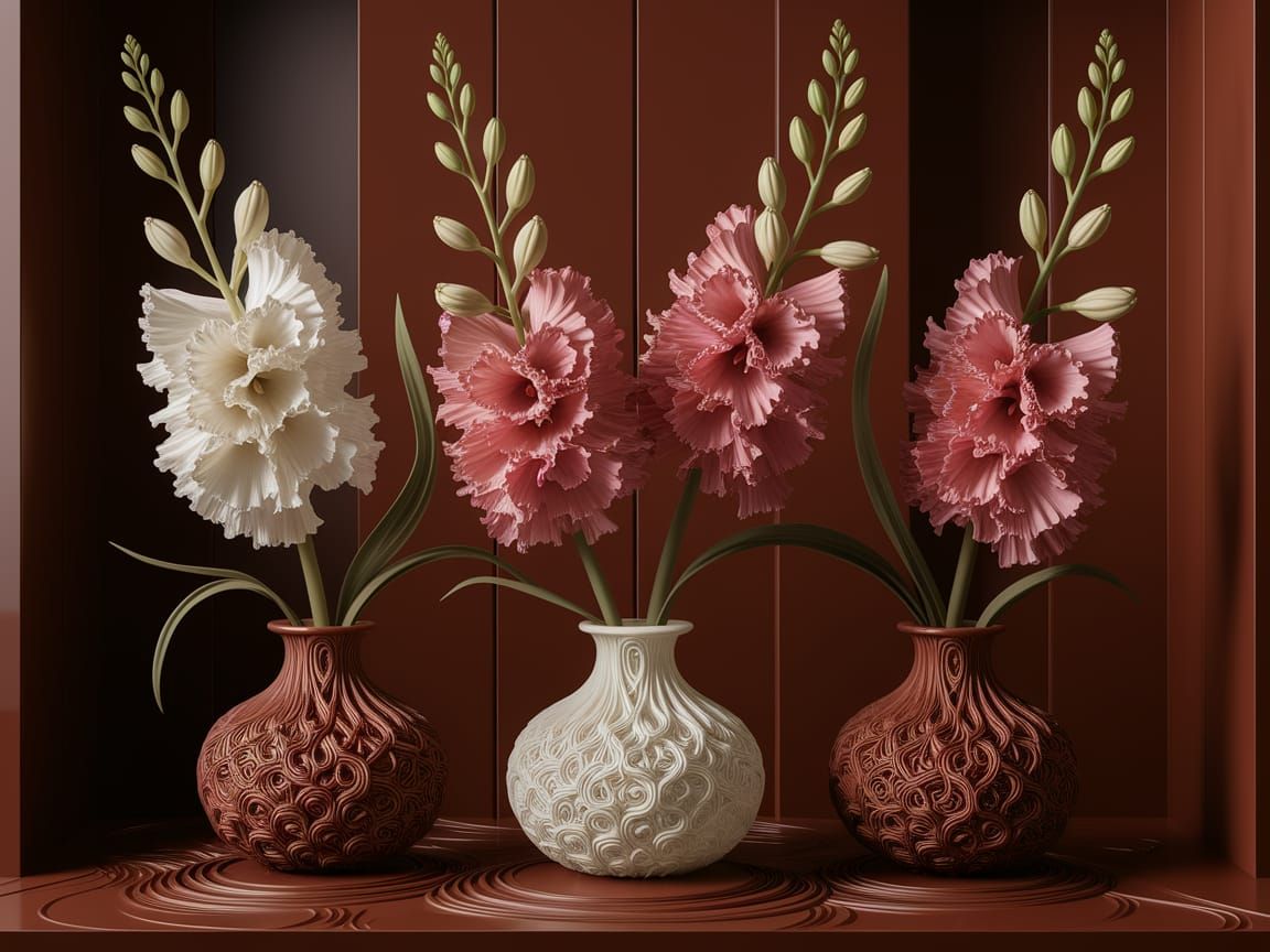 Hyperrealistic Chocolate Gladiolus Masterpiece in Museum Qua...