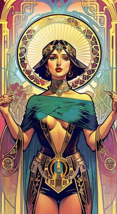 Art Deco Illustration in Varied Colors