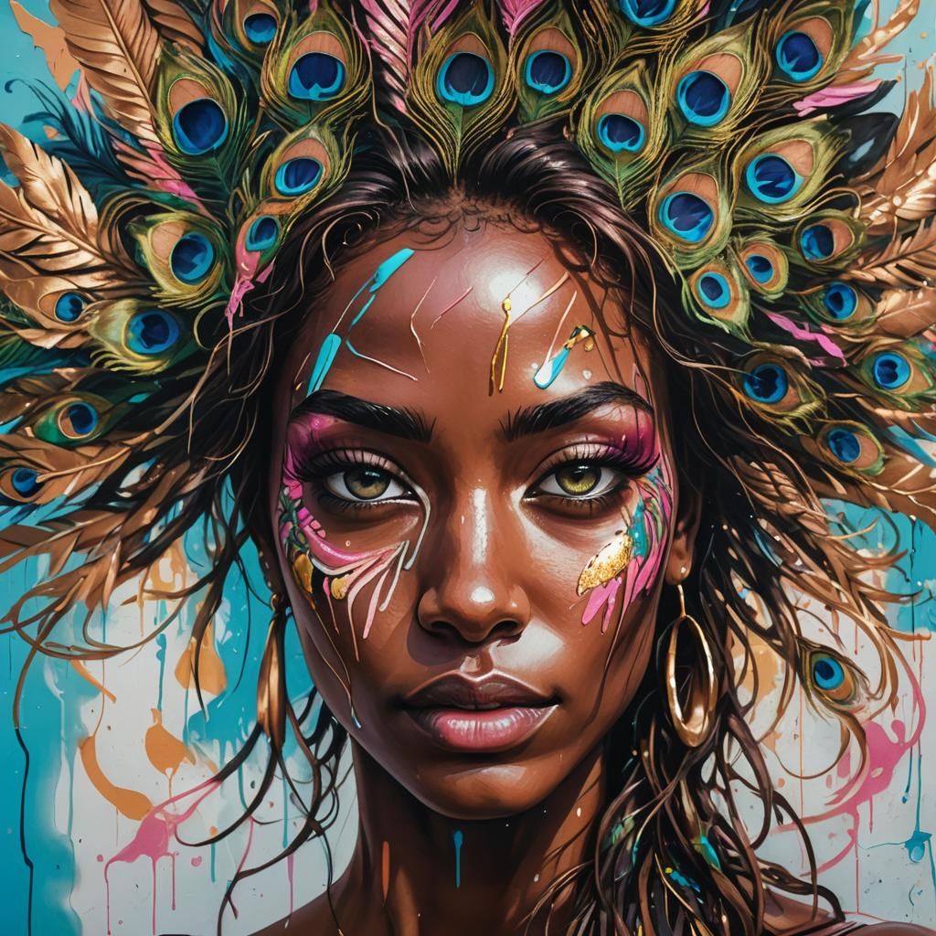 Surreal Woman Portrait in Graffiti Art Style