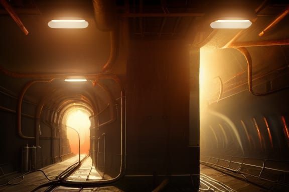 Intricate Utility Tunnels in Detailed Matte Painting