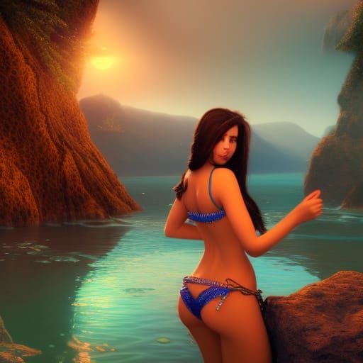 Fantasy Girl in Bikini: Detailed Matte Painting