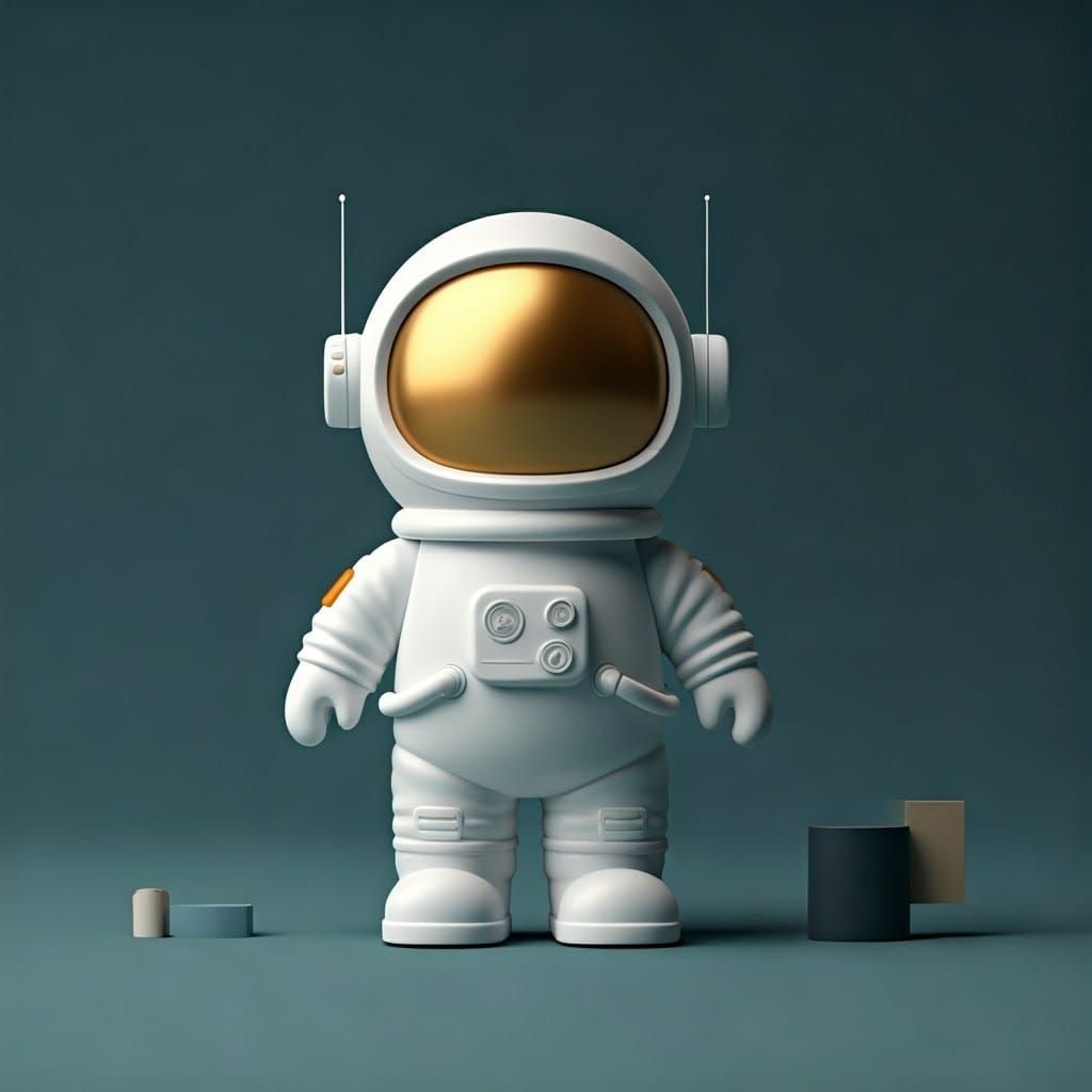 Cute Astronaut Toy in Cubist Style