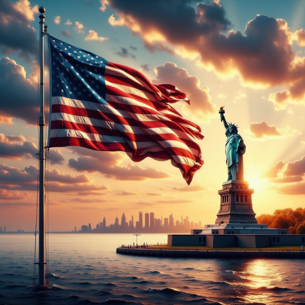 Stunning Photorealistic Statue of Liberty with Majestic Amer...