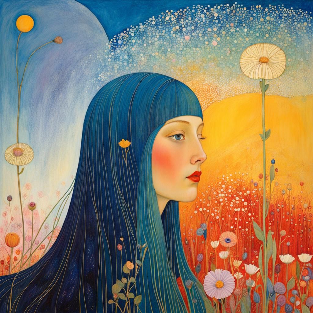 Ethereal Floral Fantasies in Vibrant Cyberpunk Style