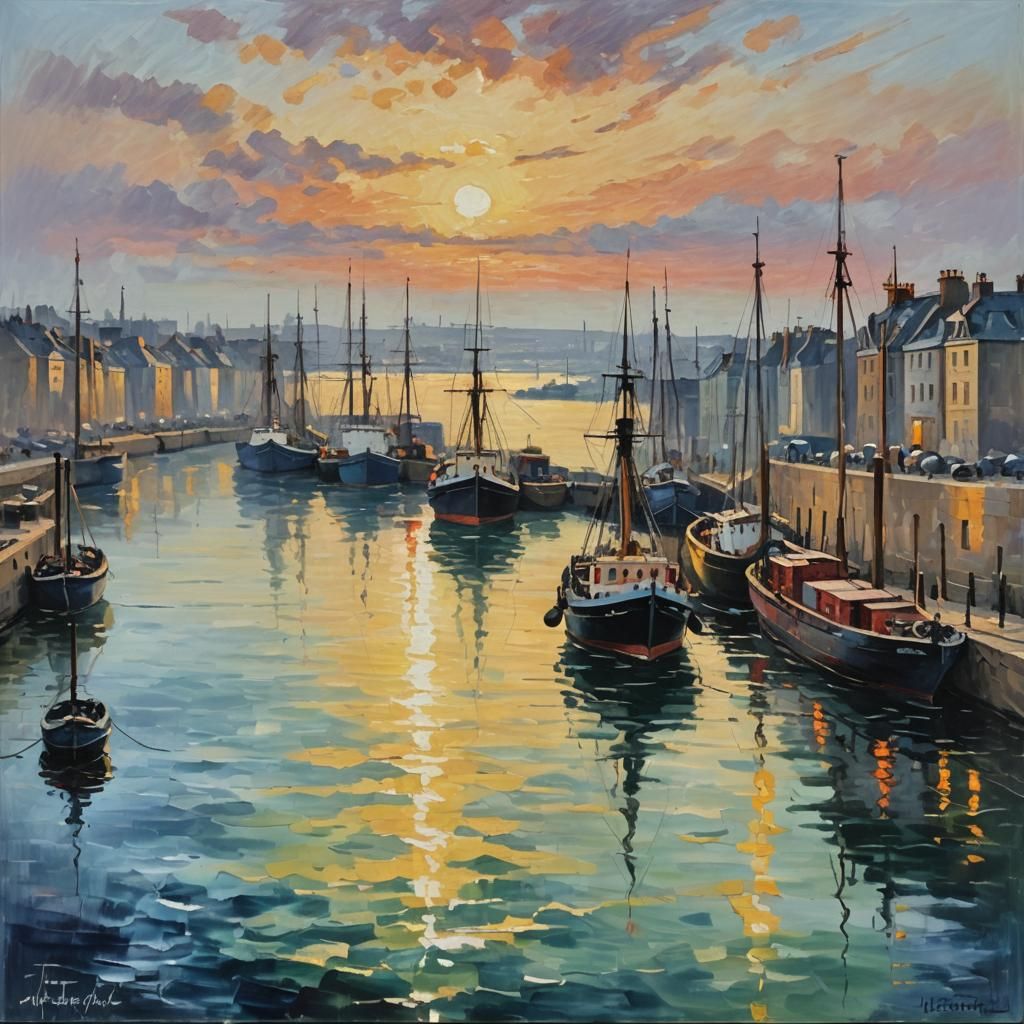 Le Havre Sunrise in Impressionist Style