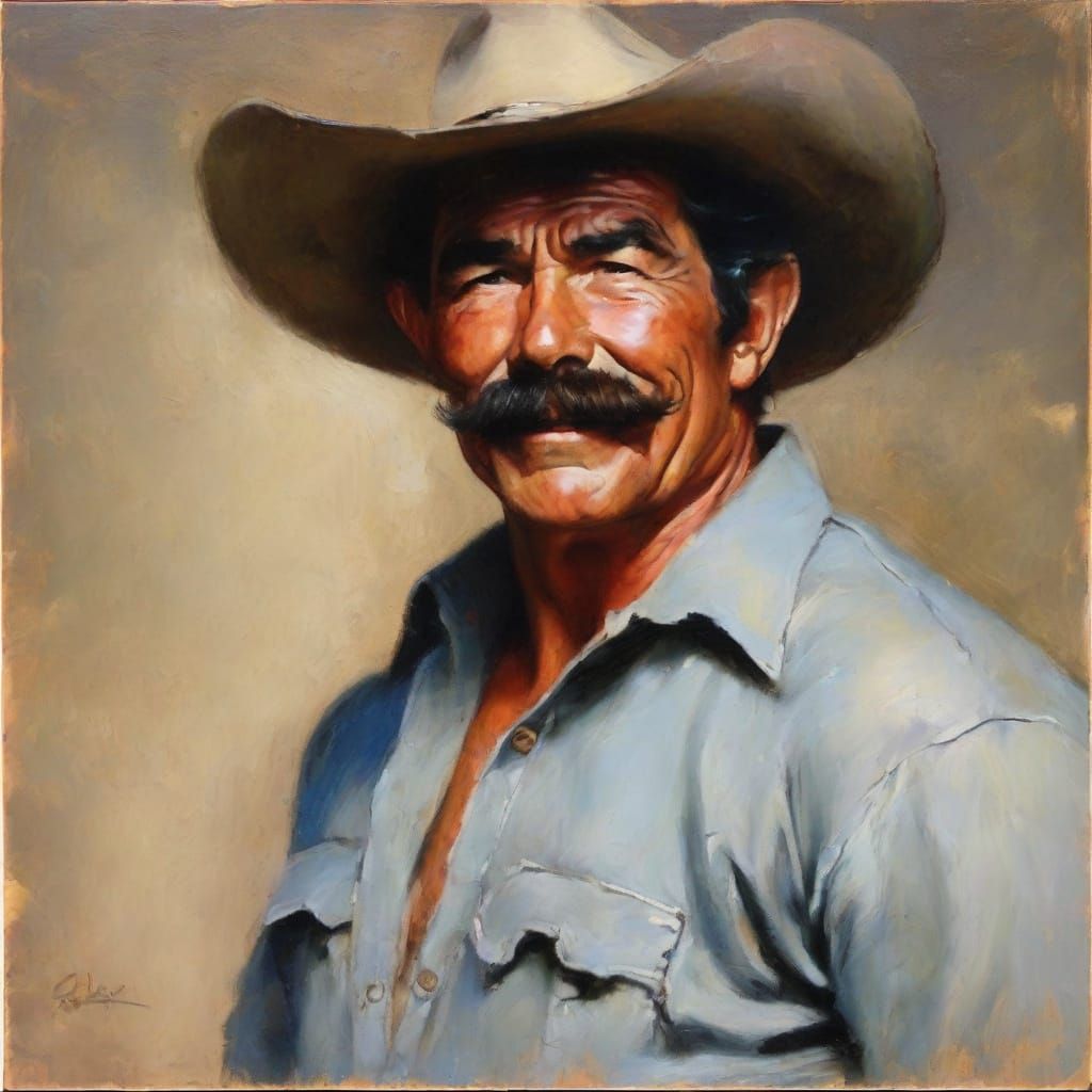 Impressionistic Portrait of a Cowboy in Oil Paint