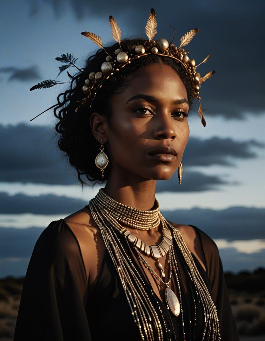 Tasmanian Aboriginal Model in Haute Couture Fashion