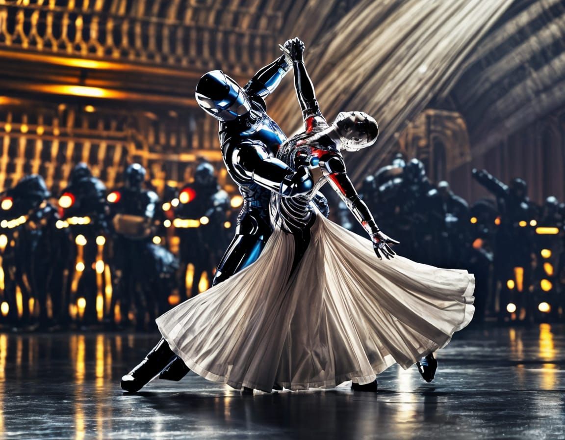 Iron Man Waltzes with Robocop on Glassy Ice in a Gothic Cath...