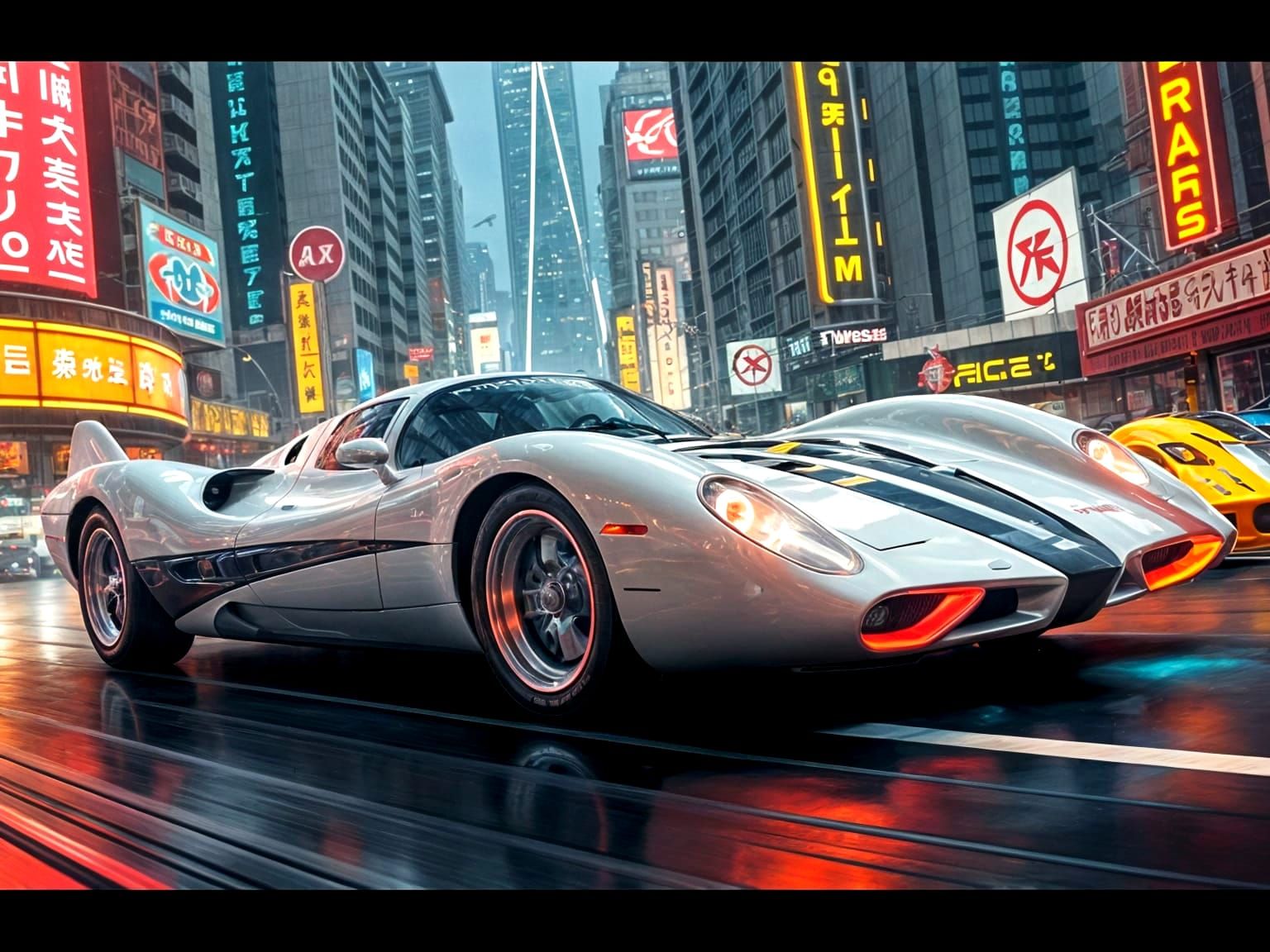 Futuristic Speed Racer Cyberpunk Race