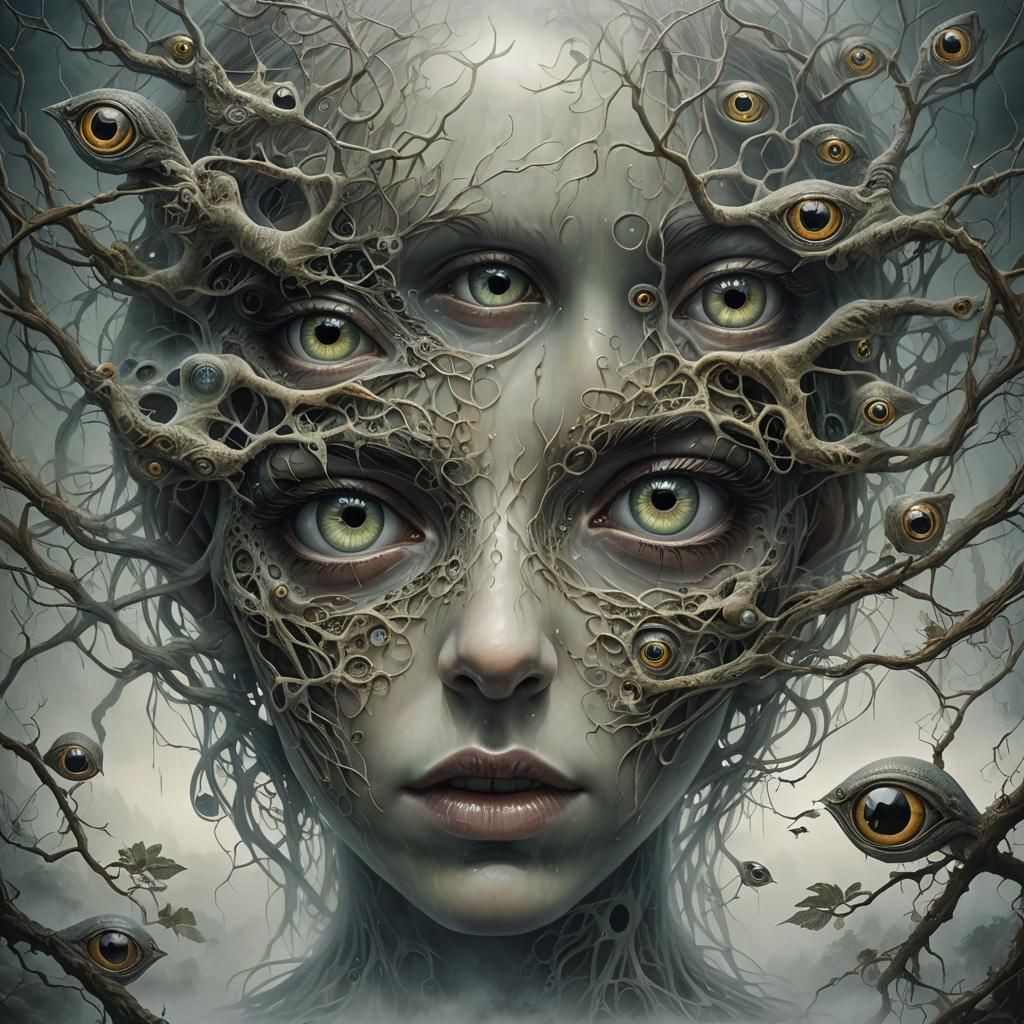 Ethereal Eyes in Mist: Surreal and Detailed Lighting
