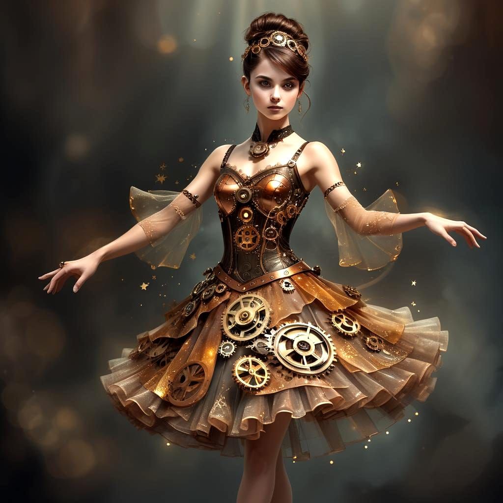 Steampunk Ballerina in Digital Illustration