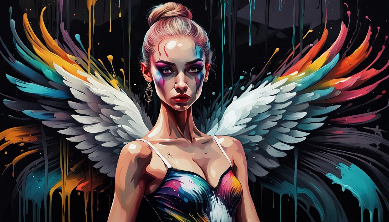 Dark Swan Digital Art with Ballet Dancer